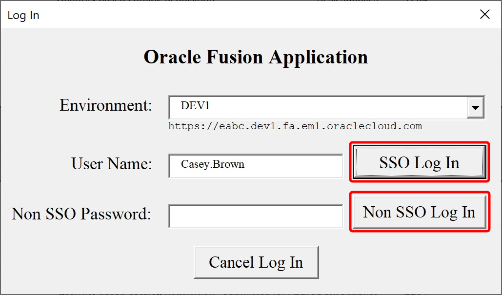 Login - Simplified Loader Excel for Oracle Fusion Cloud ERP